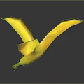 Folded Banana with Wing Shaped Design on Dark Background with Reflection