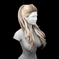 Game And Movie Character 3D Model With Long Blonde Curly Hair Upper Body Black Background