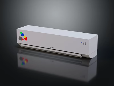 White Wall Mounted Air Conditioner Fan with Colorful Logo Digital Display 24 and Modern Design 3d model