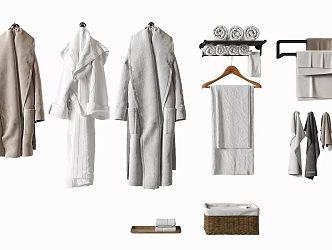 Bathrobe Bath Towel Storage Box Towel Rack Hanger 3d model