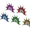 Vibrant Petal Shaped Decorative Artworks In Purple Red Blue Green Yellow Colors
