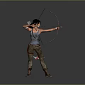 Female Archer Drawing Bow and Aiming Arrow in Tactical Outfit Ready for Action