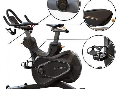 MATRIX Stationary Exercise Bike With Ergonomic Seat Adjustable Pedals And Console Details 3d model