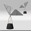 Modern Geometric Table Lamp With White Marble Structure And Black Marble Base 3d model