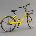 Yellow Urban Commuter Bicycle with Front Basket Black Handlebars and Silver Wheels