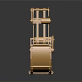 Golden Mechanical Device With Metal Gear Wheel Components And Reflective Surface 3d model