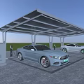 Electric Cars Charging At Outdoor Station Equipped With Solar Canopy