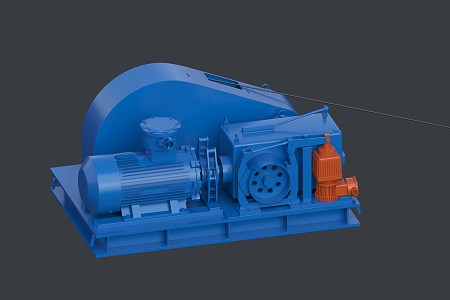 endless rope winch mine winch hoist motor pulley block lift pump 3d model