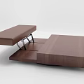 Modern Wooden Coffee Table With Extendable Top And Metal Support Structure 3d model