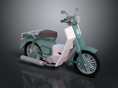 Light Green Modern Scooter Motorcycle With Brown Seat Mirrors And Black Wheels 3d model