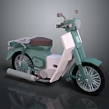 Light Green Modern Scooter Motorcycle With Brown Seat Mirrors And Black Wheels