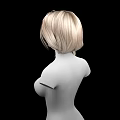 Game Film Character With Blonde Long Curly Hair Side Ponytail And Upper Body Black Background