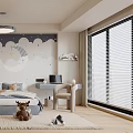 Kids Room Interior Design With Cloud Star Wall Decor Bed Desk Rug And Plush Toys