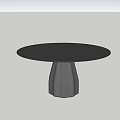 Round Black Dining Table With Polished Top And Angular Geometric Base Design 3d model