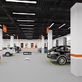 4S Auto Service Center Exterior with Parked Cars and Professional Maintenance Services