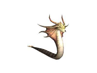 Mythical Reptile Dragon With Horns Wings And Long Curved Scaled Body 3d model
