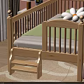 Cozy Light Wooden Kids Bed Design With Green Sheet White Flower And Steps