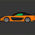 Two Tone Orange Black Sports Car With Sleek Aerodynamic Design And Rear Spoiler