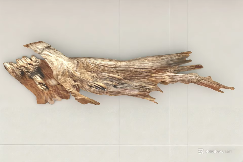 Natural Wood Textured Wall Decor With Golden Finish And Rustic Design 3d model 