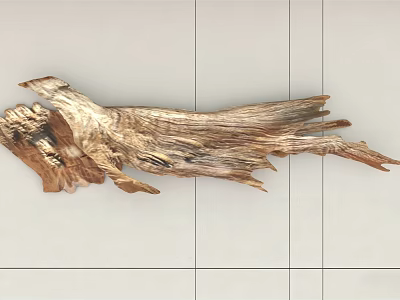Natural Wood Textured Wall Decor With Golden Finish And Rustic Design 3d model