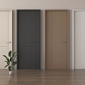 Modern Solid Wood Single Door Log Flat Door Bedroom Indoor Single Door 3d model