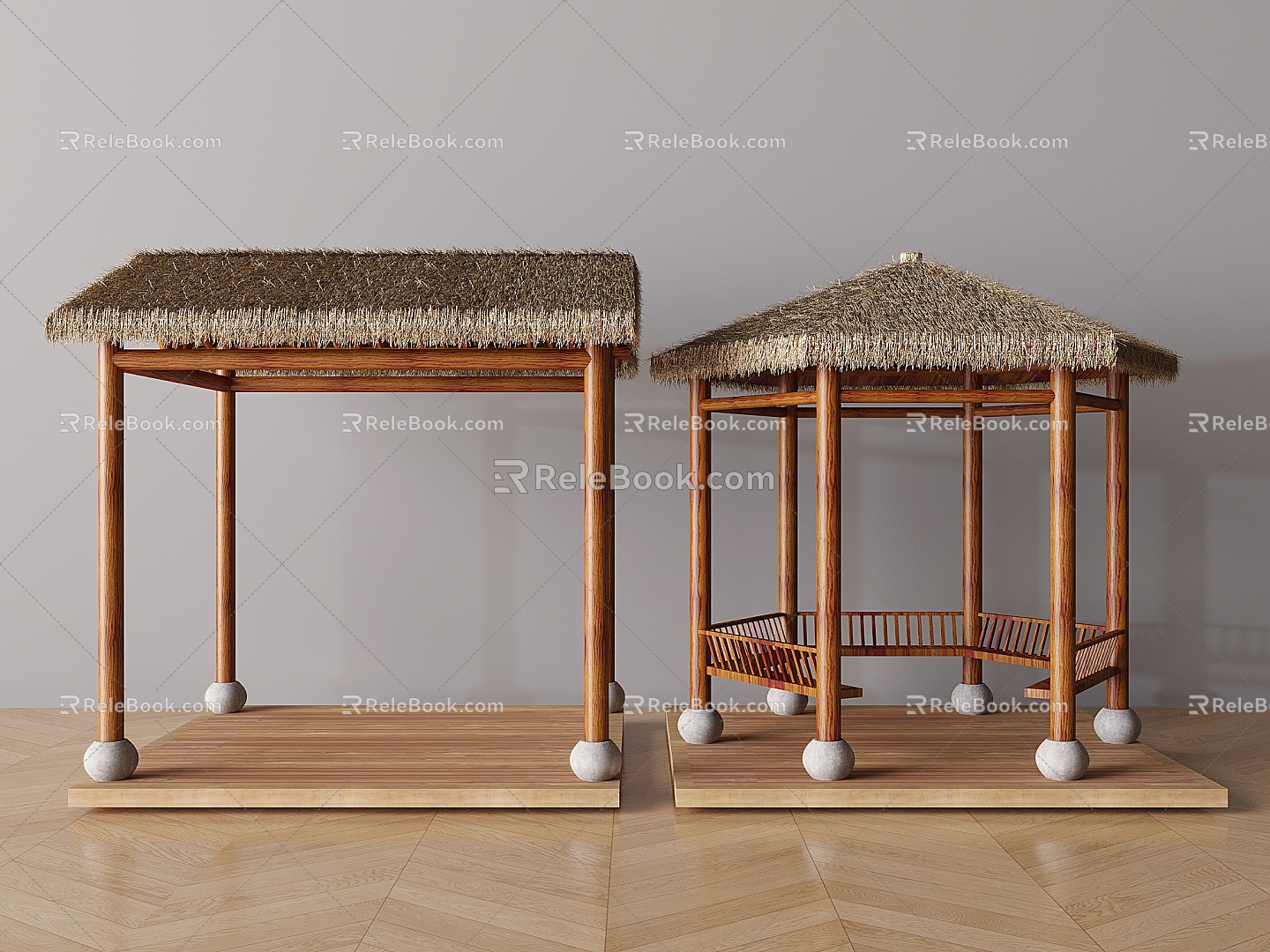 thatched pavilion landscape pavilion outdoor thatched pavilion four corners thatched pavilion 3d model