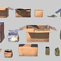 Assorted Cardboard Boxes in Various Sizes Open and Closed Packaging Containers 3d model