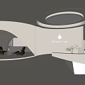 Modern Minimalist White Front Desk Reception Area With Curved Design Sofa And Round Skylight