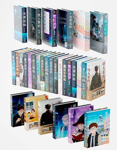 Diverse Collection Of Books With Colorful Covers And Various Themes Displayed 3d model