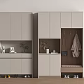 Modern Gray Shoe Cabinet With Shoe Storage Coat Hooks Bench And Decorative Items