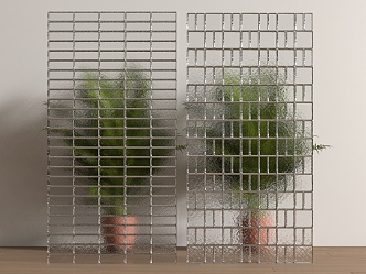 Modern glass brick partition 3d model