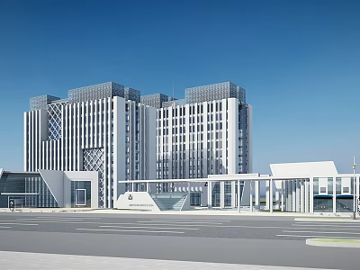 Modern High Rise Office Building With Glass Facade And Geometric Architectural Design 3d model