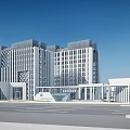 Modern High Rise Office Building With Glass Facade And Geometric Architectural Design
