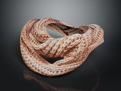 Brown and White Knitted Scarf with Soft Woven Texture Warm Winter Fashion Accessory 3d model