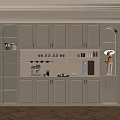 Modern Luxury Kitchen Interior With Light Beige Cabinets Open Shelves And Coffee Machine 3d model