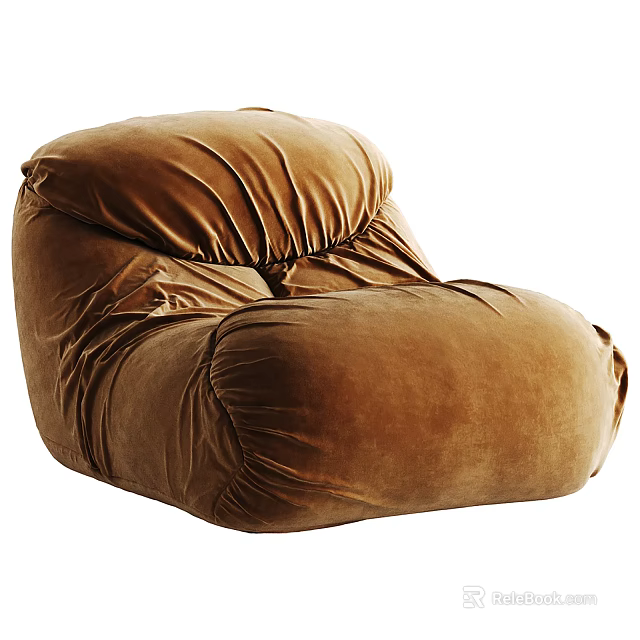 Brown Velvet Bean Bag Chair Soft Plush Comfortable Lazy Sofa Design 3d model 