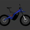 Blue Electric Mountain Bicycle With Large Tires Sturdy Frame And Modern Design