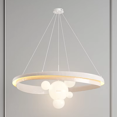 Modern Pendant Light With Circular Design LED Glow And White Spherical Accents For Interior Decoration 3d model