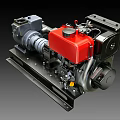 Diesel Generator Engine With Red Fuel Tank Silver Metal Casing And Heavy Duty Base Frame