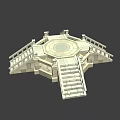 Traditional Stone Octagonal Architectural Structure With Multi Directional Steps And Railings