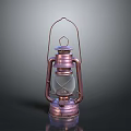 Vintage Kerosene Lamp With Copper Finish Metal Frame And Glass Shade On Dark Background