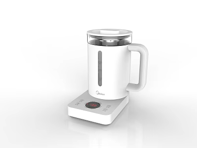 Sleek White Midea Electric Kettle With Transparent Lid And Control Panel Base 3d model