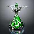 Green Decorative Figurine With Silver Winged Design For Home Decoration