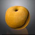 Shiny Single Round Yellow Apple on Black Background with Reflection 3d model
