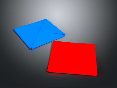 Blue And Red Square Shaped Animal Toys Placed On Black Background Surface 3d model