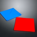 Blue And Red Square Shaped Animal Toys Placed On Black Background Surface