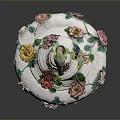 Artistic Sculpted Porcelain Urn with Intricate Colorful Floral Carvings and Ornate Top Decoration