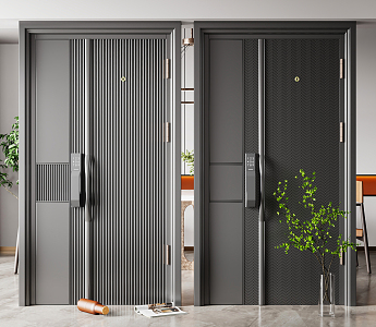 Modern security door entry door 3d model