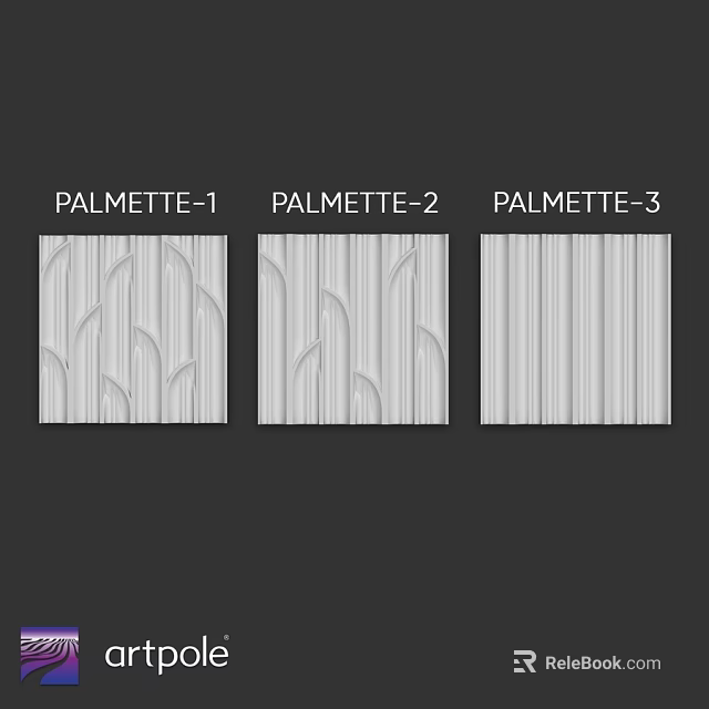 Palmette Decorative Components With Varied Textured Patterns And Design Styles 3d model 