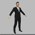 Tailored Men's Black Business Suit With White Shirt And Striped Tie